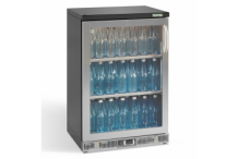 Vitrine de présentation 1 porte vitrée ferrure à gauche version Inox MODELE HAUT
